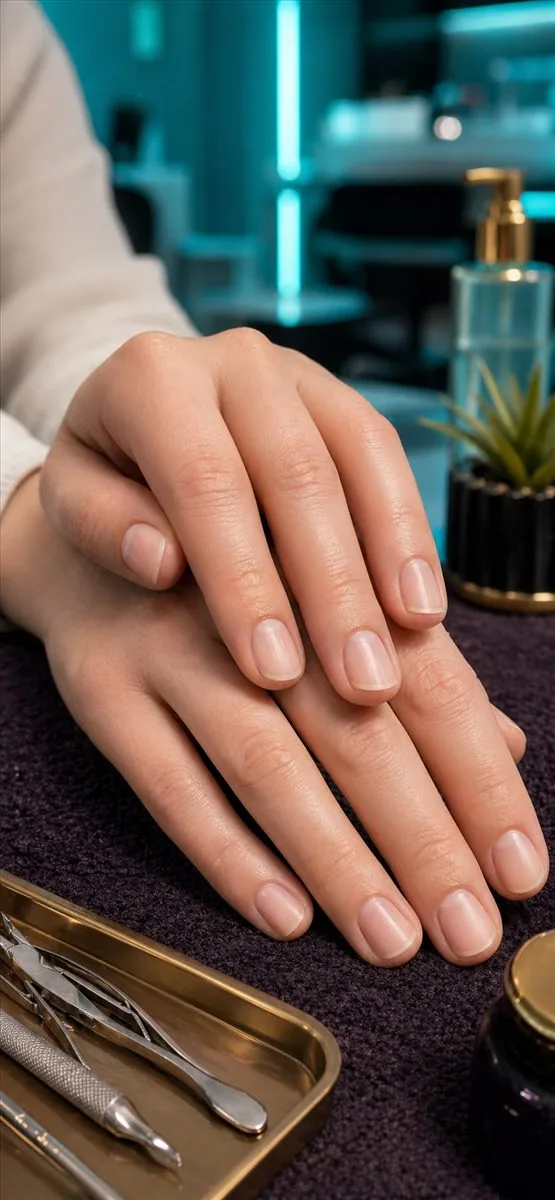 Russian manicure with clean natural nails at RM Nail Salon