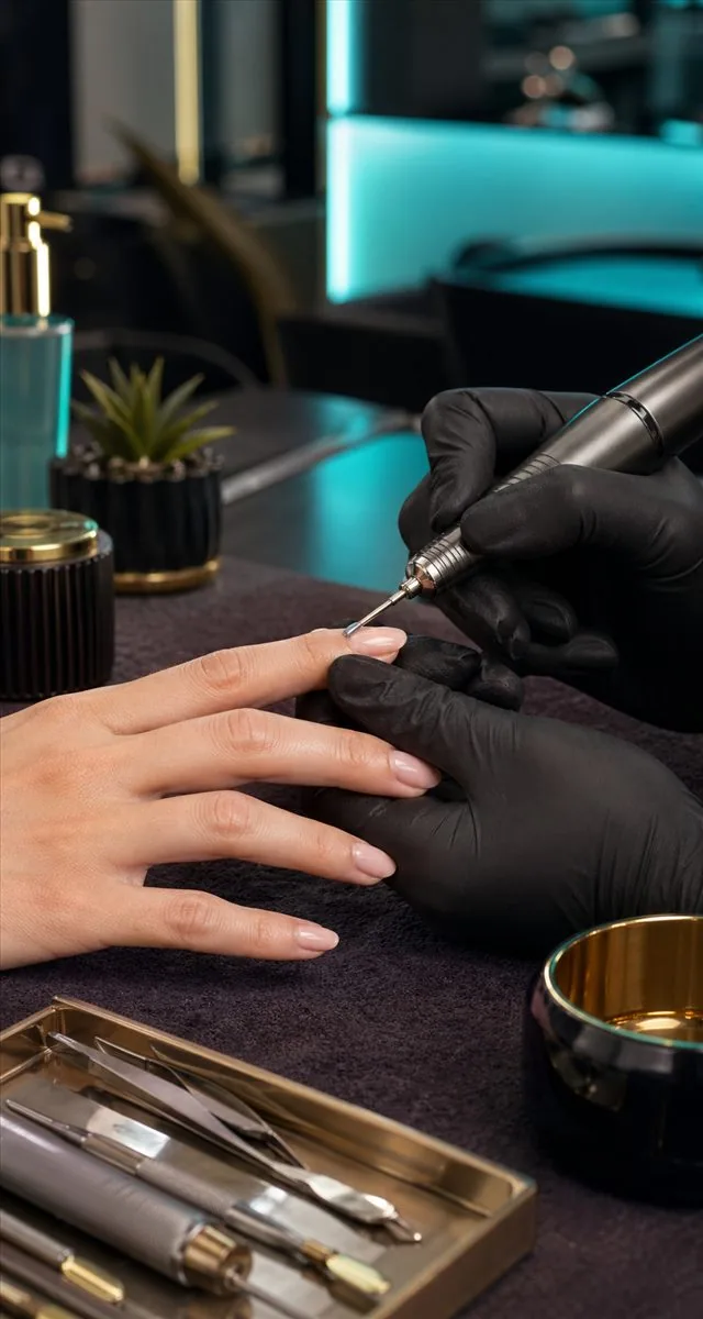 RM Nail Salon manicure process with professional nail tools