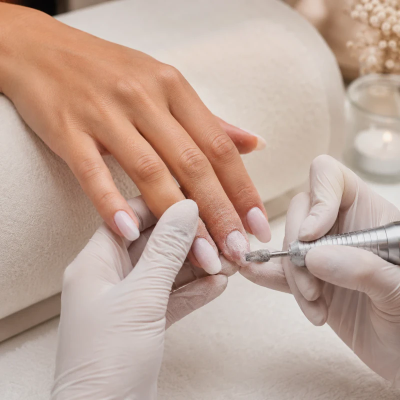 Acrylic and dip removal with professional nail drill
