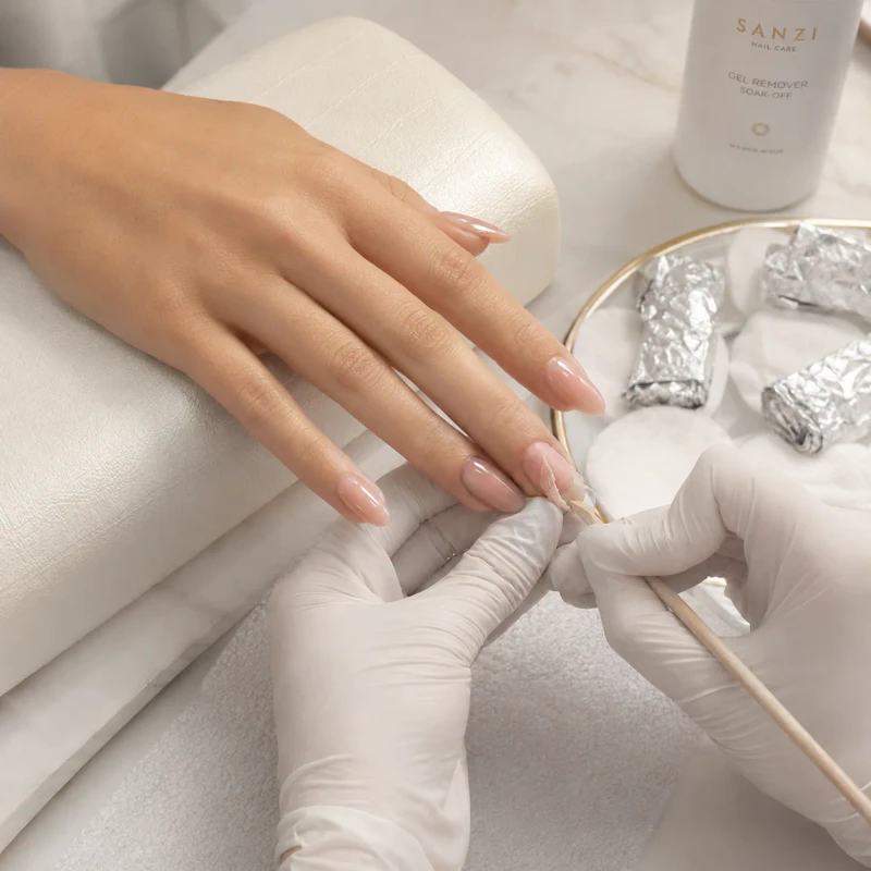 Gel removal service for manicure preparation