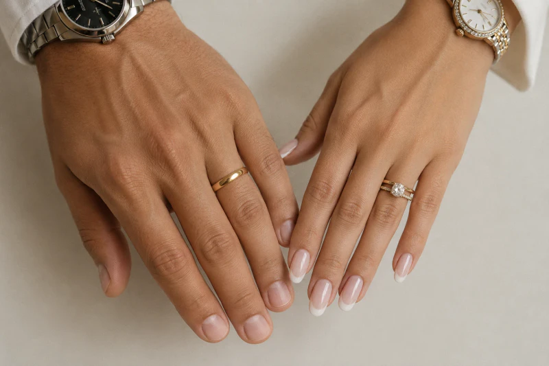 Mr and Mrs combo manicure service with two clients